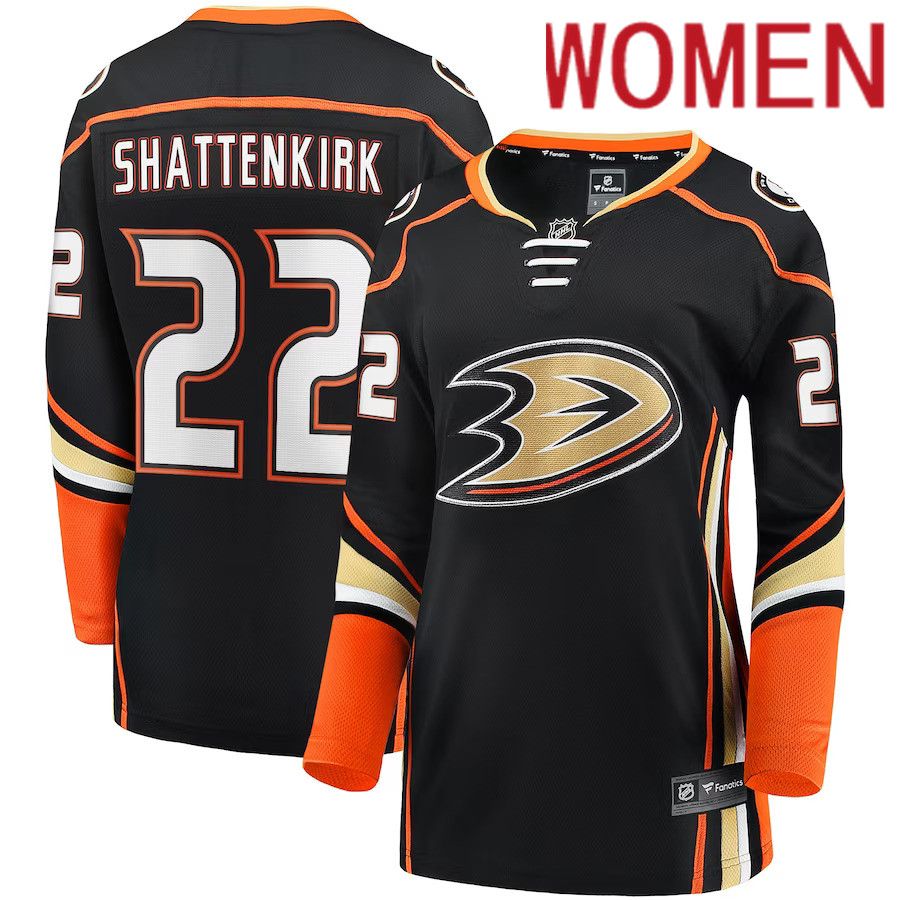 Women Anaheim Ducks 22 Kevin Shattenkirk Fanatics Branded Black Home Breakaway NHL Jersey